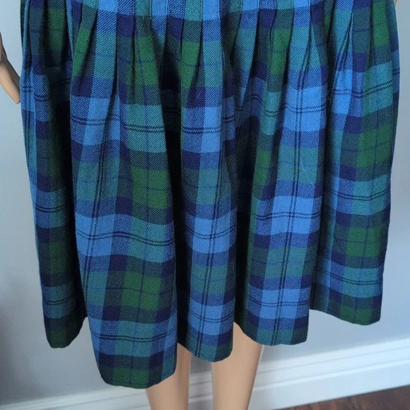 Vintage ALJEAN Canada 100% Wool Plaid Pleated Skirt Fits Size XXS - Picture 8 of 14